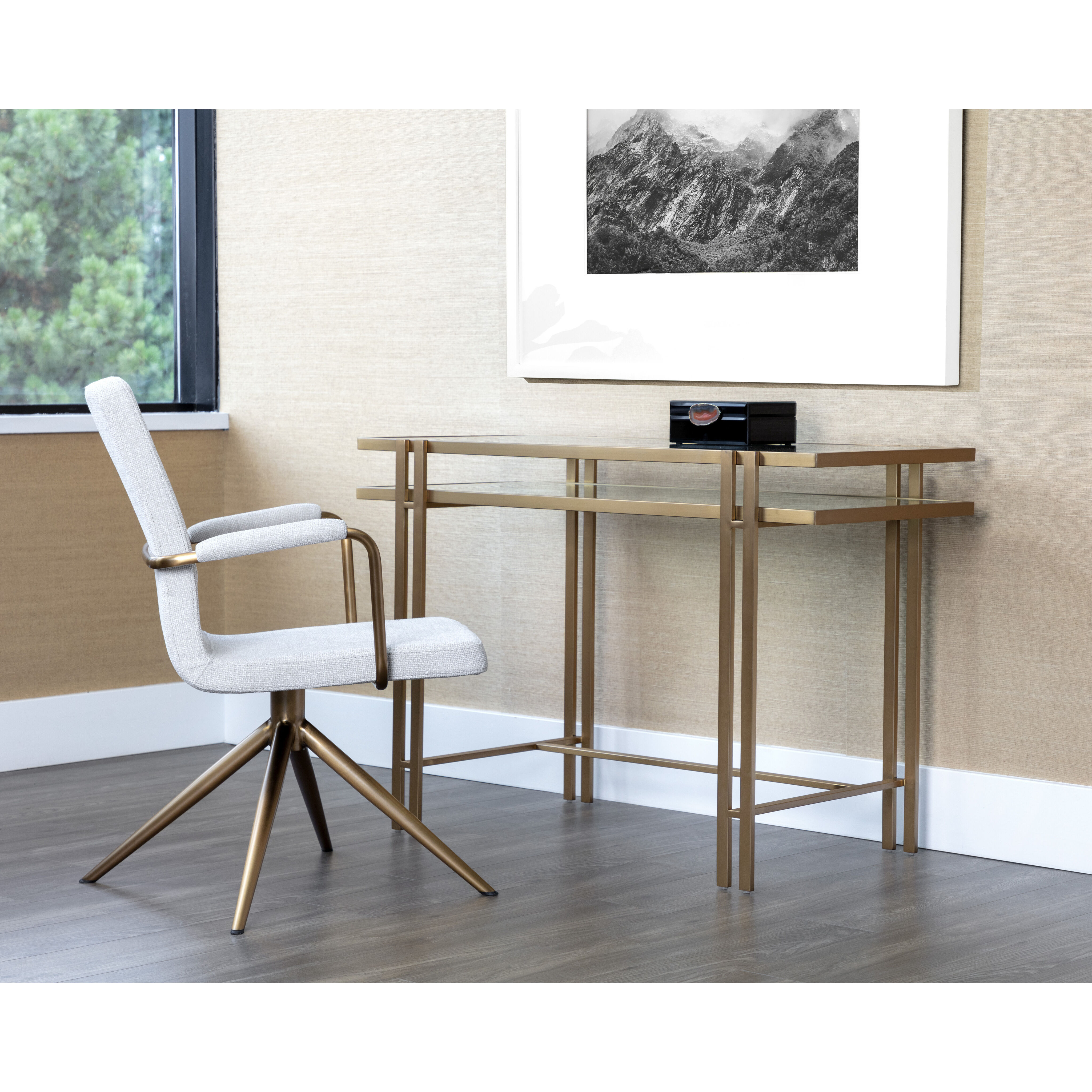 Lizette 43.75 X 19.25 inch Clear / Gold Desk